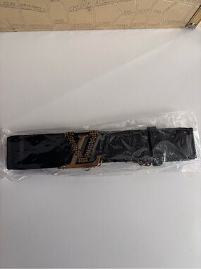 Source Unknown Black  Belt with Gold-tone Buckle
